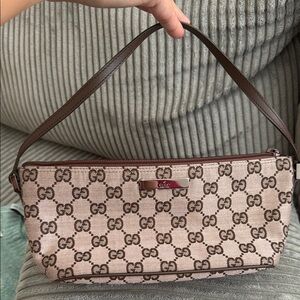 Gucci Beige and Brown Monogram Shoulder Bag